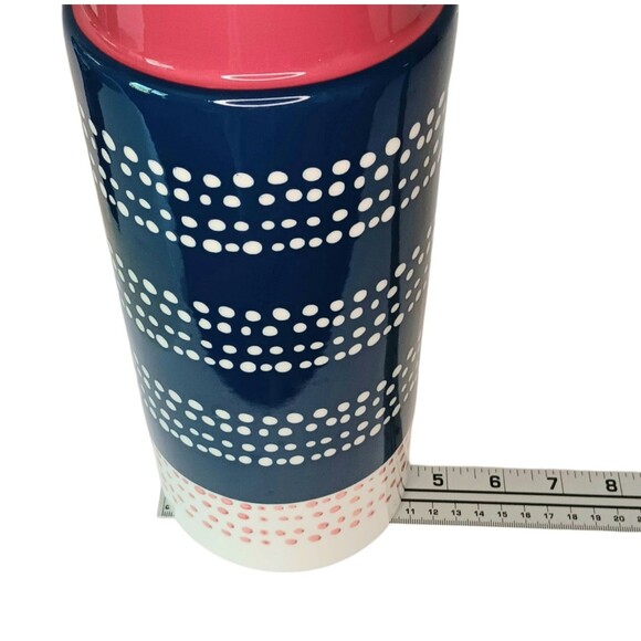 Red White & Blue Polka Dot Tall Cylinder Vase 12" X 4.5" By Threshold 2017 - Picture 9 of 10